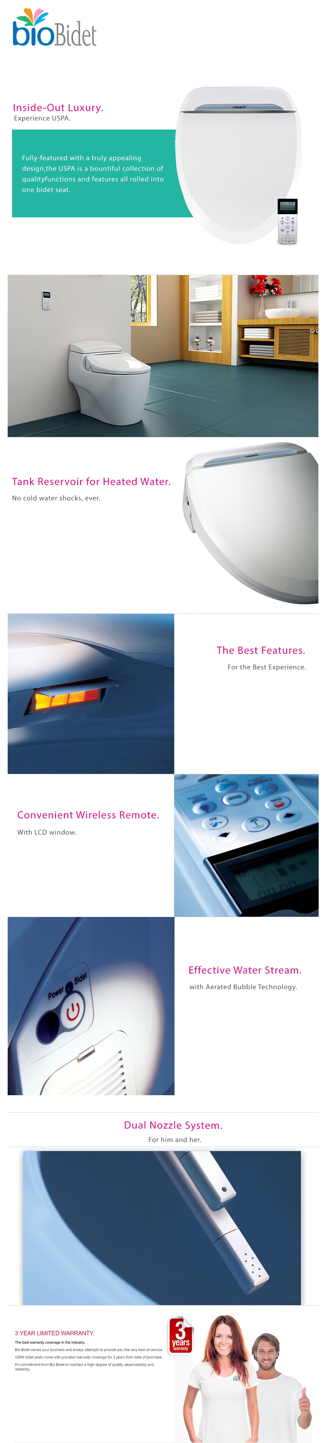 BIO BIDET USPA 6800 Luxury Electric Bidet Seat for Round Toilets in